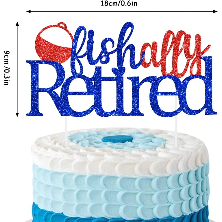Fishing Retirement Party Decorations for Men, Ofishally Retired Banner Fishing Themed Party Supplies, Blue and Red Glitter Retirement Banner Garland