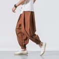 thumbnail image 4 of DAZLOR Mens Hip Hop Harem Pants Fashion Solid Color Oversized Tapered Pants Casual Comfy Elastic Drawstring Baggy Trouser, 4 of 7