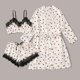 thumbnail image 1 of Batas Lencería Mujer Lindo Estampado de Corazón Satén Bata con Cinturón Camisola Pantalones Cortos Pijamas Mujer Pijamas, 1 of 3