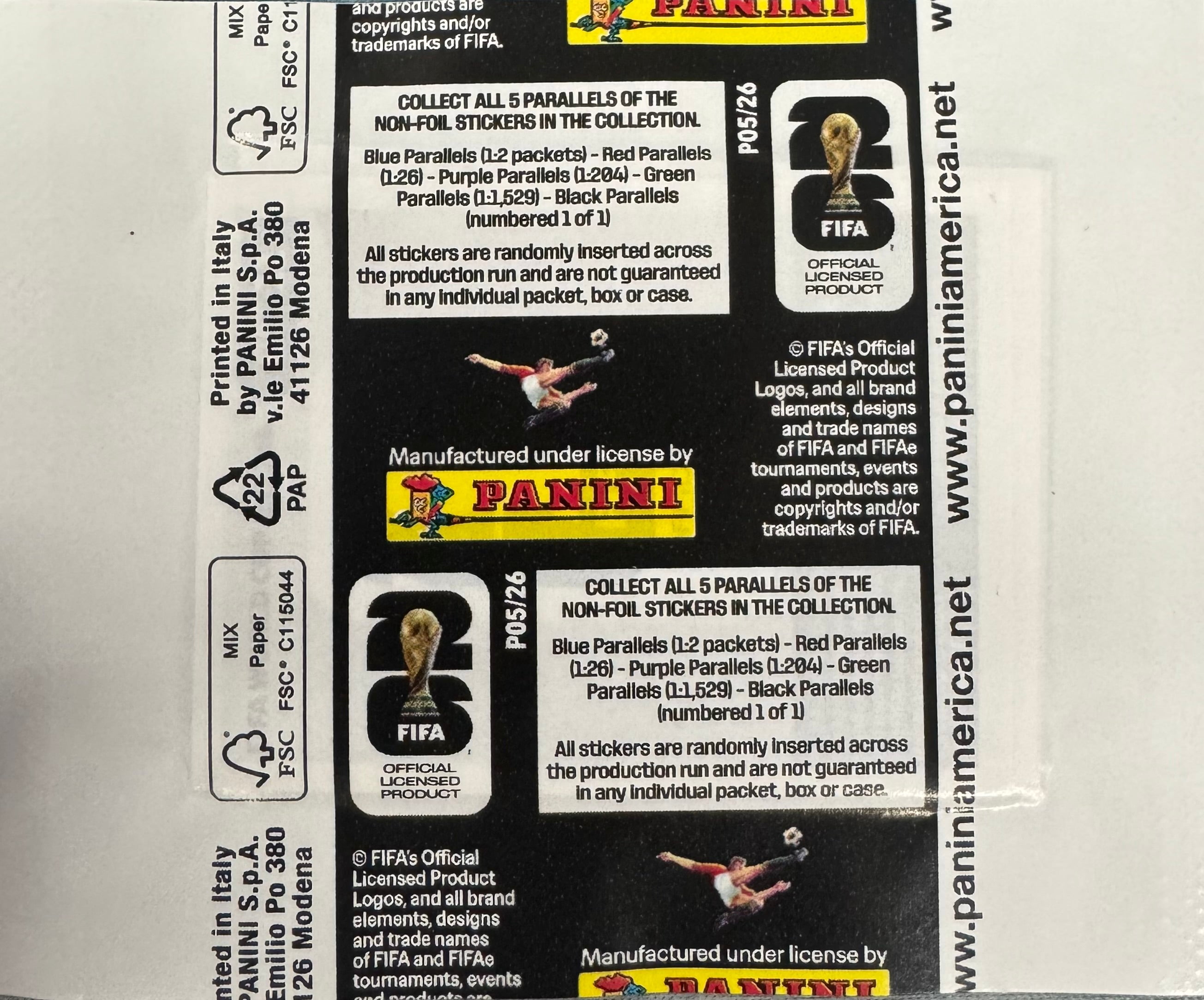 26 PANINI FIFA WORLD CUP SOCCER STICKERS PACK