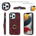 thumbnail image 3 of Dteck For iPhone 13 Pro Max,Shockproof Artificial Leather Ring Holder Stand Card Slot Case Cover,Winered, 3 of 8