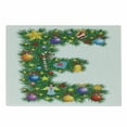 thumbnail image 1 of Letter E Cutting Board, Seasonal Holiday Candy Cane Big Star Angel Capitalized Letter E Alphabet, Decorative Tempered Glass Cutting and Serving Board, Small Size, Multicolor, by Ambesonne, 1 of 1