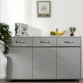 thumbnail image 3 of Gzxs 3-Doors Buffet Cabinet Kitchen Storage Sideboard Modern Wood Cupboard Cabinet with 3 Drawers, 52.36"L x 15.75"W x 32.09"H, Gray, 3 of 8