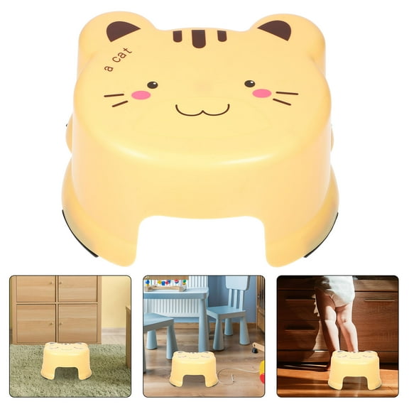 HONMEET Kids Stepping Stool Yellow Plastic Multipurpose Compact and Practical Bathroom Use 1Pcs
