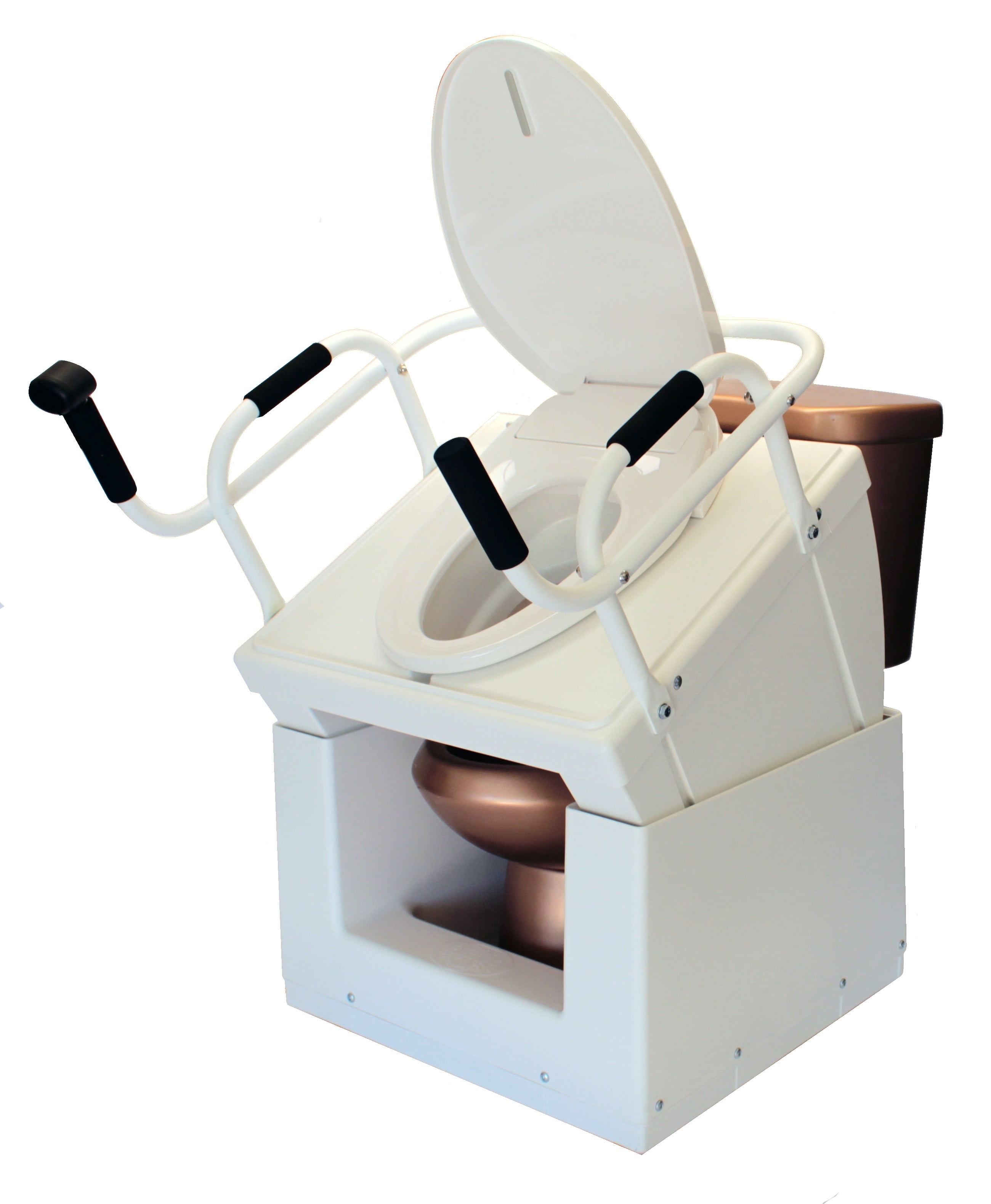 POWERED TOILET LIFT CHAIR WITH BIDET SEAT AND SPLASH GUARD
