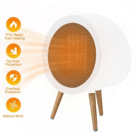 

Small Space Heater Electric Portable Heater Fan for Home and Office Ceramic Fan Heaters with Adjustable Thermostat 500W/1000W (9.3 Inch White)