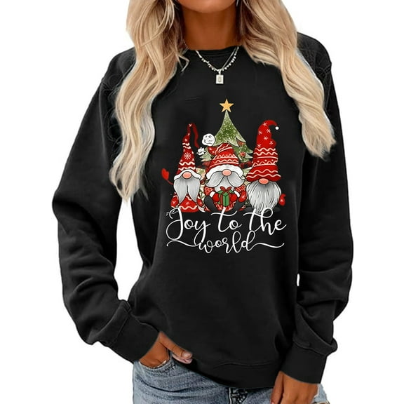 Merry Christmas Sweatshirt Women Cute Santas Gift Graphic Casual Long Sleeve Holiday Top