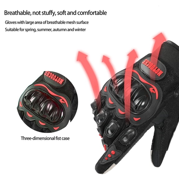 Nkmbld Motorcycle Gloves for Men/Women, Touchscreen Dirt Bike Gloves, Anti-Slip for Motorbike, Riding, Racing, Cycling, Dirt Bike, Red