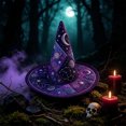 thumbnail image 4 of sruoe Halloween Quilted Witch Hat, Mystical Wizard Headwear, Halloween Party Accessory, Halloween Holiday Decor for Costume Match，Themed Gathering，Shelf Display, 4 of 8