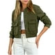 thumbnail image 2 of HongQid Women's Bomber Jackets Winter Trendy Varsity Jackets Shackets Button Down Cropped Coats with Pockets, 2 of 9