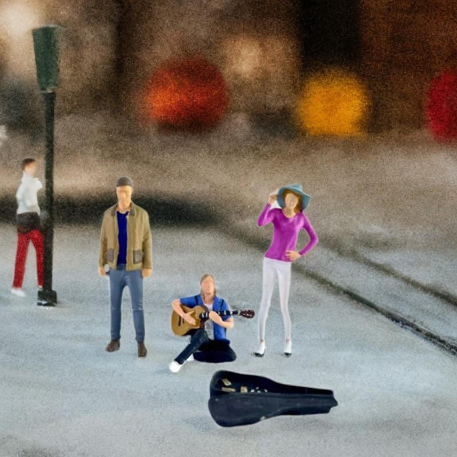 LeeQinersw 3 Pieces 1/64 People Figures Collectibles DIY Crafts Miniature Diorama Guitarist Purple