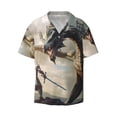 thumbnail image 3 of Cauagu Swordsman Cool Dragon Men's Short Sleeve Button Down Hawaiian Shirt for Men Bowling Shirts Casual Summer Beach Shirt,4X-Large, 3 of 6