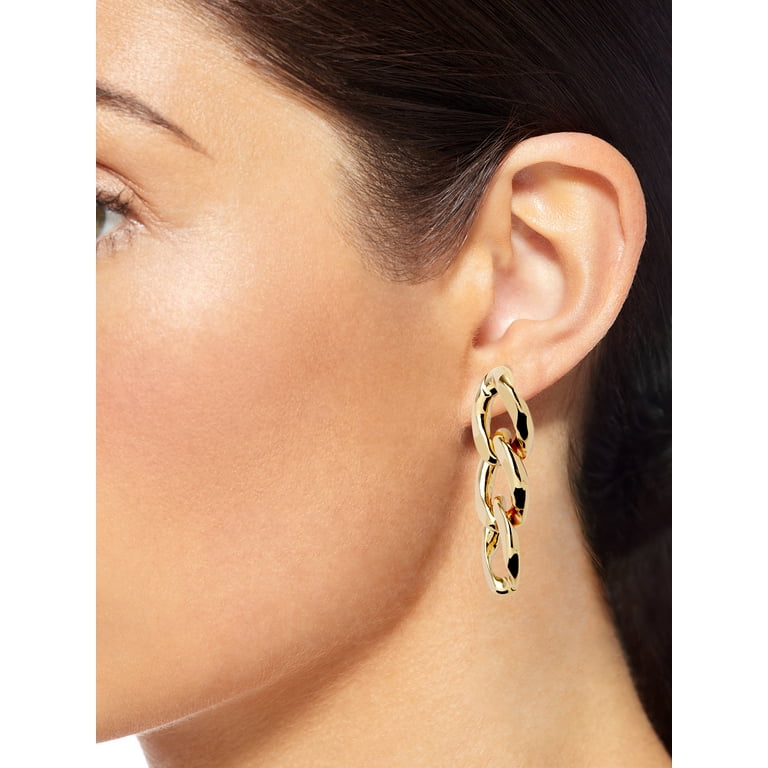 Scoop Womens 14K Gold Flash Plated Chain Link Dangle Earrings