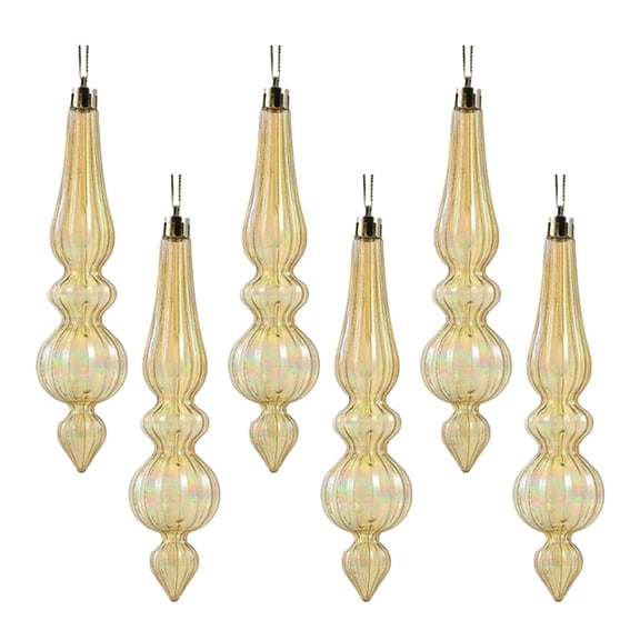 LGHDIWN 6 Pcs Christmas Finial Ornaments Shatterproof Plastic Finial Ball Drop Ornaments, Christmas Tree Hanging Decorations for Holiday, Vintage Drop Finial Pendant