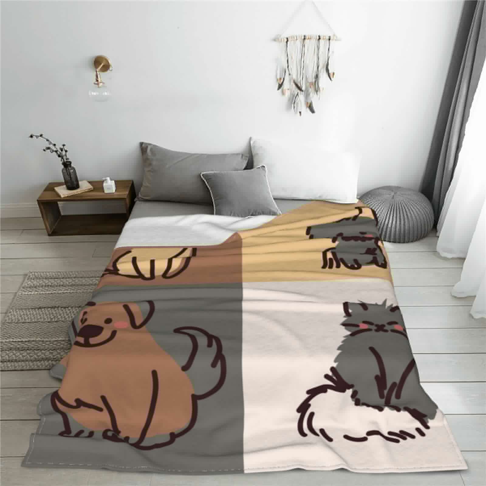 thumbnail image 2 of LNWH Pets Cats and Dogs Icons Pattern Throw Blanket, Flannel Sofa Blankets for All Seasons, 40"x30", 2 of 8