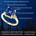 thumbnail image 2 of Gem Stone King 18K Yellow Gold Plated Silver Blue Created Sapphire Engagement Ring for Women | 5.61 Cttw | Cushion 10MM | Available in Size 5, 6, 7, 8, 9, 2 of 5