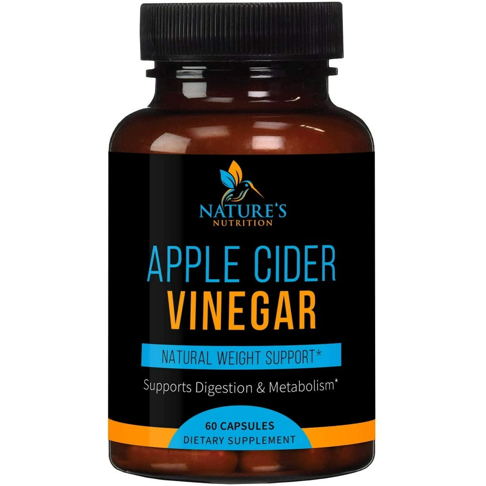 Nature's Nutrition Apple Cider Vinegar Capsules, 1250 Mg, 60 Ct