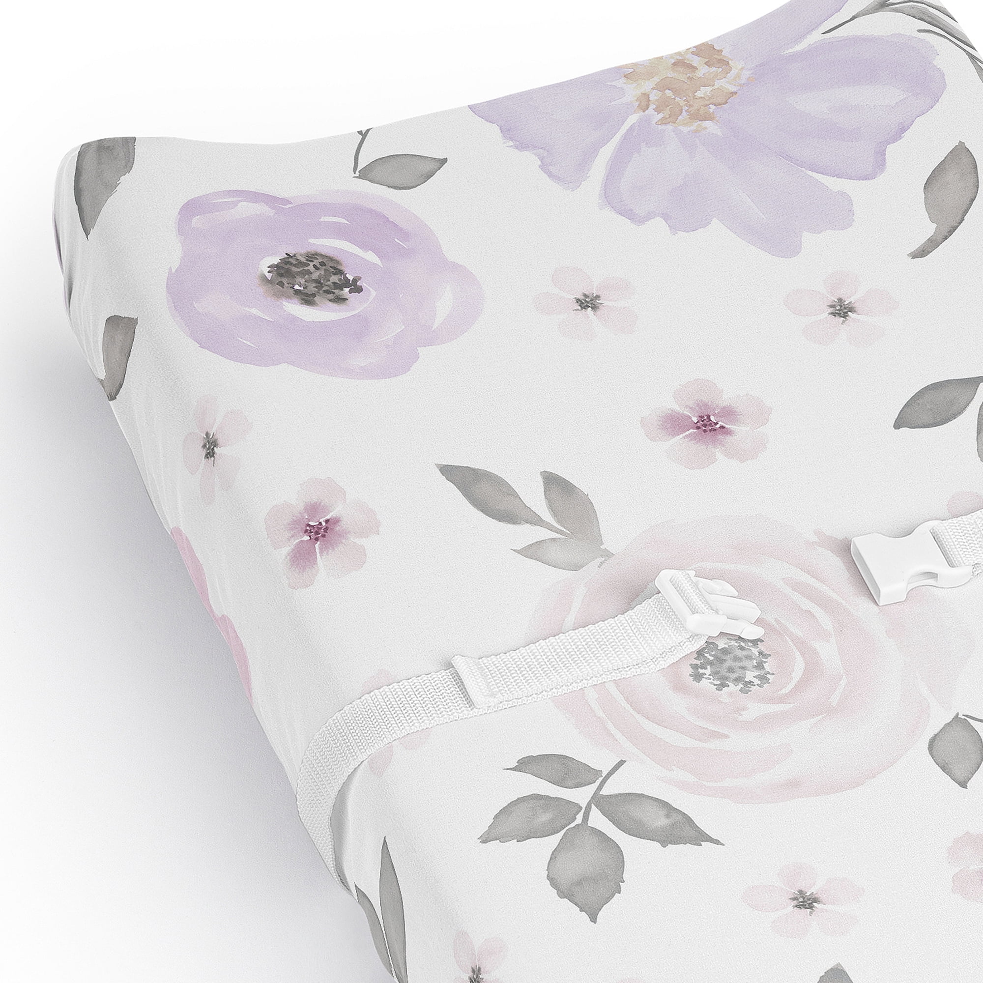 Sweet Jojo Designs Watercolor Floral Purple Pink and Grey Changing Pad Cover Sheet
