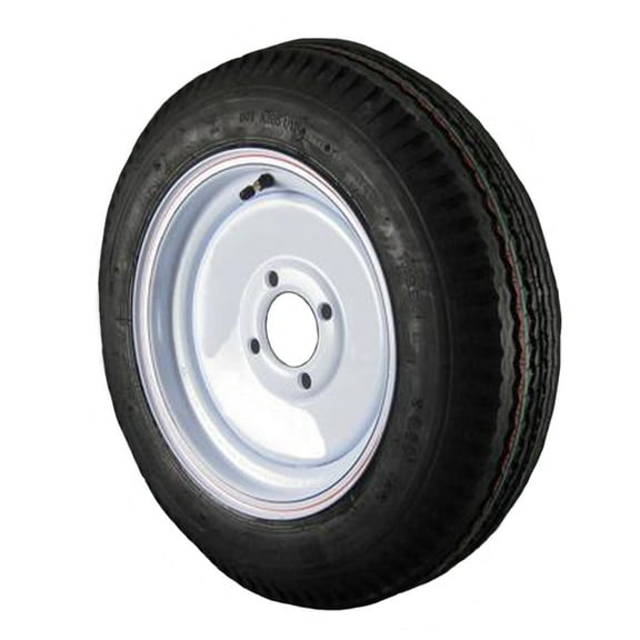 4.80X12 Loadstar Trailer Tire LRC on 4 Bolt White Solid Wheel