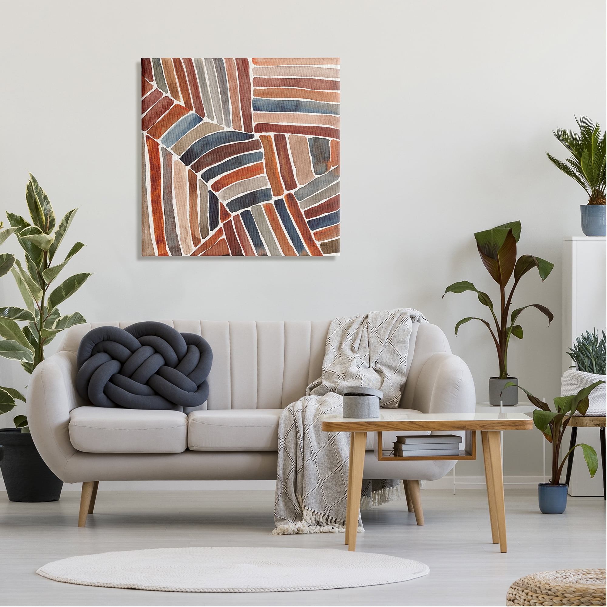 Stupell Industries Abstract Terracotta Stripes Abstract Painting Gallery Wrapped Canvas Print Wall Art, 30 x 30