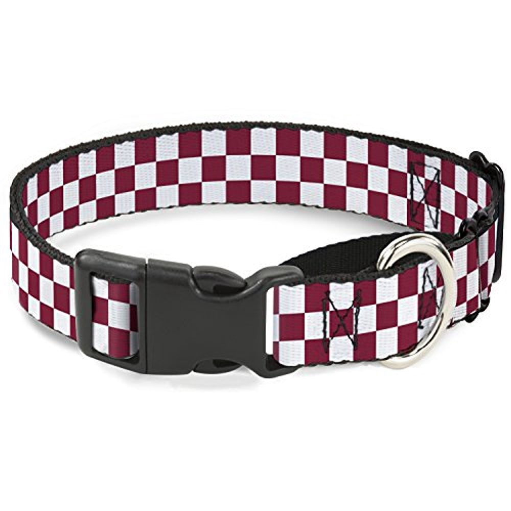 buckle-down checker crimson white martingale dog collar