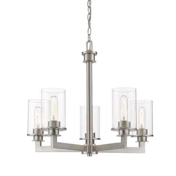 5-Light Midcentury Chandelier in Brushed Nickel