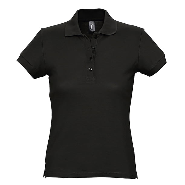 SOLS - Polo de piqué modelo Passion de manga corta para mujer (Negro)