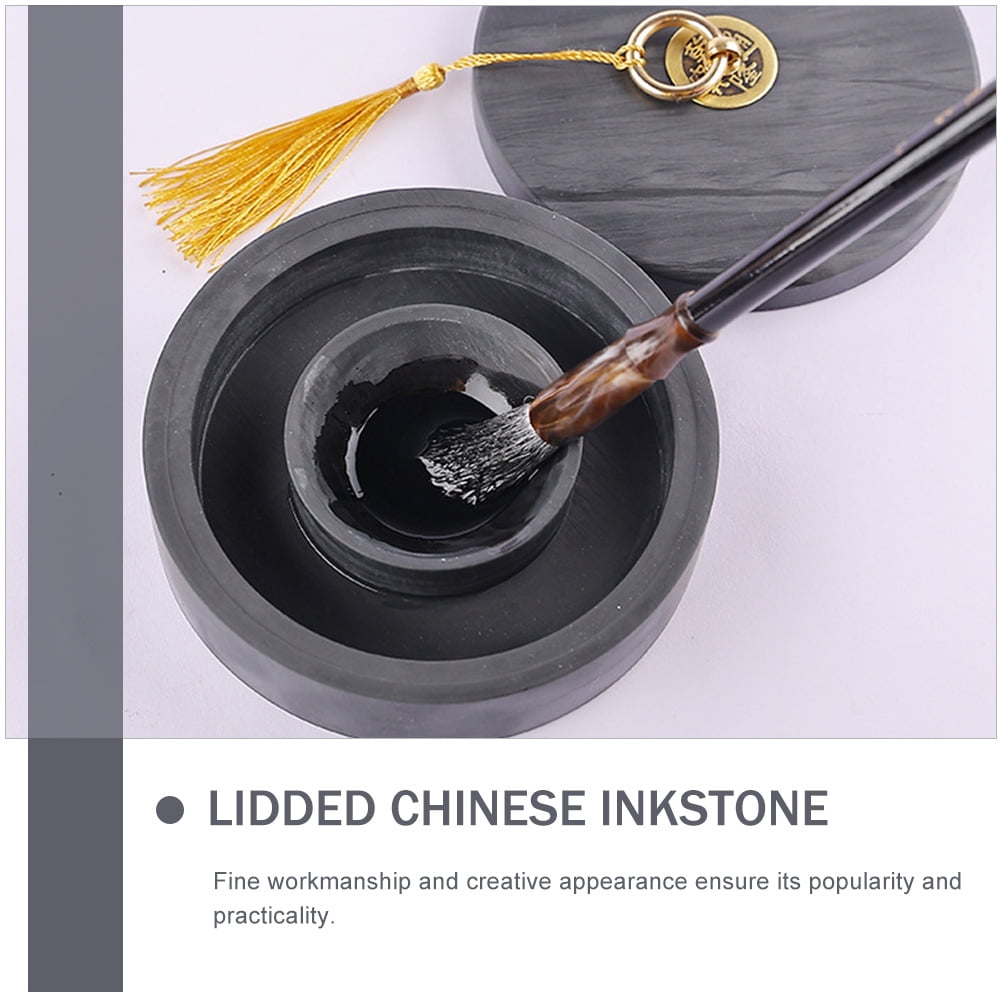 WHAMVOX  Moisturizing Ink Inkstone Inkwell Calligraphy Liquid Dish Black