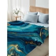 thumbnail image 4 of Teal Blue Marble Full Size Flat Sheet, Wrinkleproof & Fadeproof Cooling Flat Bed Sheet Only, Ink Painting Modern Abstract Yellow Breathable Soft Bedding Top Sheets 81 x 96 Inches, 4 of 8