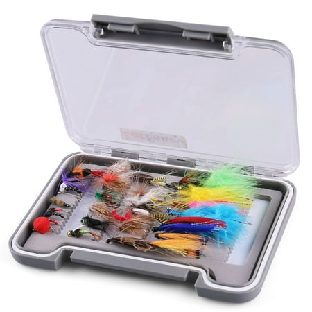30 PCS Dry Wet Flies for Fly Fishing with Waterproof Fly Box - Wooly Bugger Flies, Nymph Flies, Emergers, Streamers , Caddis Fly Assortment for Trout Bass (Best Streamer Fly Box)