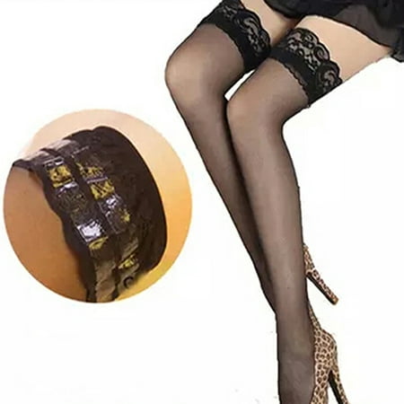 

Taluosi Women s Sexy Lace Top Silicon Strap Anti-skid Thigh Nightclub High Stockings