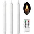 thumbnail image 1 of Stmarry Flickering Flameless Taper Candles with Remote - 9.65 Inch LED Candlesticks, Realistic 3D Flame with Wick, White Real Wax, Spring Home Decor, Automatic Timer - Set of 3, 1 of 8