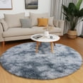thumbnail image 6 of ZENELESS Round Fluffy Rug for Kids Room,5x5ft Tie-dye Silver Gray Shaggy Bedroom Carpet, Furry Comfy Teepee Mats for Nursery Room,Teen Room,Reading Nook,Home Decor, 6 of 8