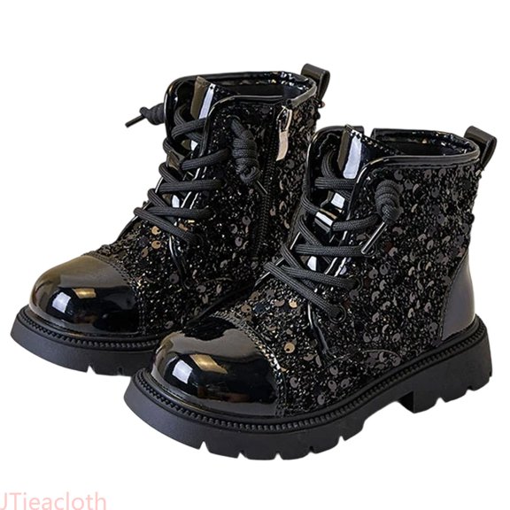 JTieacloth Ankle Boots for Girls Warm Winter Girls Boots Soft Sole Ankle Boots Non Slip Kids Footwear For Outdoor Play And Casual Daily Wear,Black