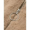 thumbnail image 4 of TheFound Women Fluffy Zipper Coat, Solid Color Long Sleeve Lapel Loose Tops, 4 of 6