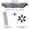thumbnail image 1 of COMBO CAMPANA SILUET 76CM ACERO INOX CON FILTRO ATRAPAGRASA EXTRA Y BOLSITA DE BROCHES DE REPUESTO SANAIRE SANAIRE COMB-SIL76SS-FILDES-BROSTD, 1 of 4
