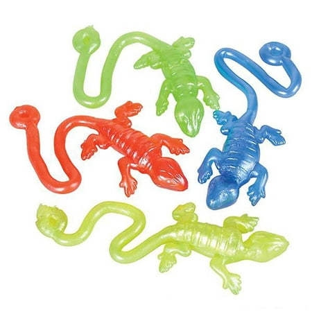 Rubber Sticky Lizard –– 12 Pieces Assorted Elastic Reptile Toys – Party Favors, Gift Ideas, Nature Tripping, Playtime, Motor Skills, Game Prizes, Loot Bag Fillers, Stimulator, Rainy Day