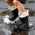thumbnail image 6 of Otqutp Toddler Boys Girls Rain Boots Kids Color Block Waterproof Rubber Mid Calf Booties Adjustable Drawstring Cuff Non Slip Rain Shoes, 6 of 6