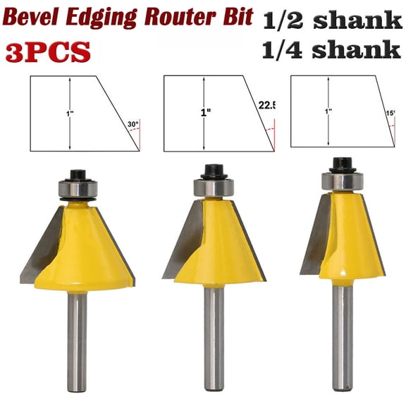 BE-TOOL 1/2 Router Bit Set Radius Round Over Edge Forming Router Bit Yellow