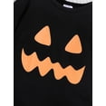 thumbnail image 6 of HWJAD Newborn Baby Boy Halloween Clothes Long Sleeve Orange Pumpkin Face Print Romper Bodysuit+Pants 3PCS Infant Outfits Set, 6 of 10