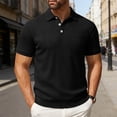 thumbnail image 2 of IWRICH Men's Corduroy Short Sleeve Polo Shirts Button up Solid Color T Shirts Summer Casual Stylish Textured Tops with Pocket Black XXXL, 2 of 8