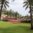 thumbnail image 4 of Outdoor Hammock, Polyester Cotton Double Hammock Bed with Carrying Bag & 2 Ropes, Leisure Tree Hammock for Camping Travel Patio Porch Garden Backyard - Load Capacity Up to 450 Lbs, B1068, 4 of 9