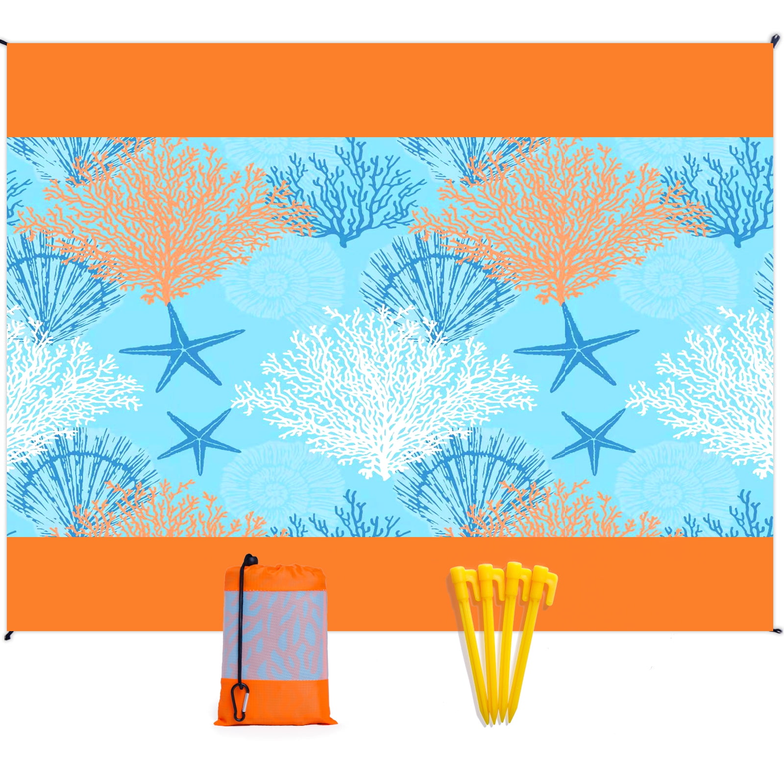 Biguy Beach Blanket, Large 79" X 57" Family Size Beach Mat Picnic