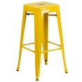 thumbnail image 5 of Flash Furniture Douglas Commercial Grade 24" Round Yellow Metal Indoor-Outdoor Bar Table Set with 2 Square Seat Backless Stools, 5 of 5