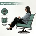thumbnail image 3 of Aoodor 3-Piece Outdoor Patio Dining Set with Swivel Rocking Chairs and Glass Table, Peacock Blue, 3 of 7