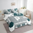 thumbnail image 4 of Manfei Letter P Monogrammed 7-Piece Twin Bedding Sets,Philadelphia Sport City Bedding Comforter Set,Gray Green White Sheet Sets For Boys Kids,Microfiber Room Decorative Reversible, 4 of 9