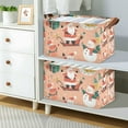 thumbnail image 2 of Yayeee Foldable Storage Basket for Shelves with Handles Set of 2 Waterproof Cloth Bins, Pink Christmas Santa, 2 of 7