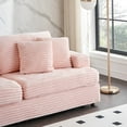 thumbnail image 4 of Corduroy 3-Seater Sofa 88.58 Inches Wide Comfortable Sectional Couch with 4 Matching Throw Pillows Modern Living Room Seating in Pink, 4 of 9