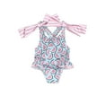 thumbnail image 2 of Musuos Kids Girls One-Pieces Swimsuit 18M 24M 3Y 4Y 5Y 6Y Floral/Stars Print Bowknot Sleeveless Ruffles Summer Beachwear Bathing Suit, 2 of 10