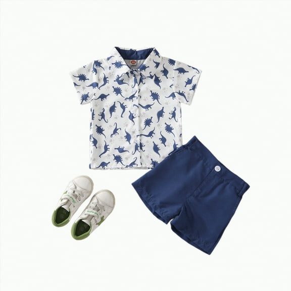 Gerichy Toddler Boys Clothes Baby Boy Outfit Sets Toddler Baby Boy Short Sleeve Button Down Shirt Shorts Set 2T 3T 4T 5T 6T Outfits Summer Clothes